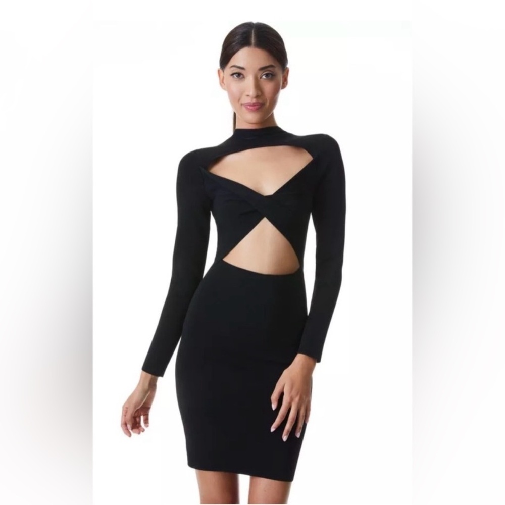 Alice + Olivia Estelle Black Reversible Long-Sleeved Mini Dress NWT